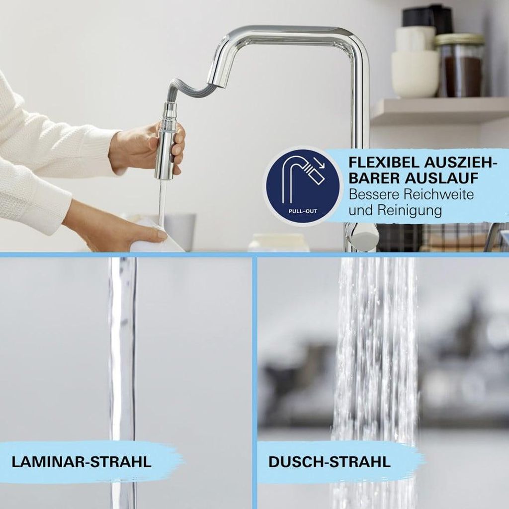Grohe Start Flow - Spültischarmatur mit ausziehbarer Brause, Chrom