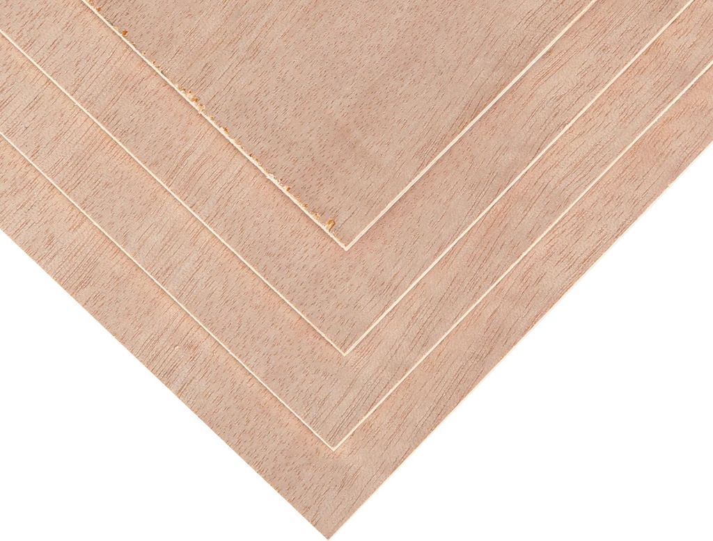 4 Stück Rotwalnuss Sperrholz 1/8" (3mm) – 11.8"x8.46" (A4) Unbehandeltes Holz für Bastelarbeiten, Lasergravur & CNC-Schneiden