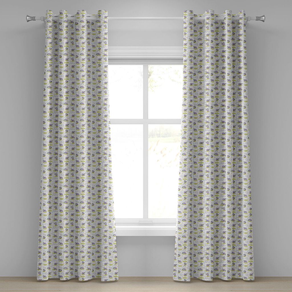 ABAKUHAUS Kindergarten Ösenvorhang, Niedliche Schafe mit Wolken aus Punkten Happy Children Friendly Print konstruiert, Dekorative 2-Panel-Fensterv...