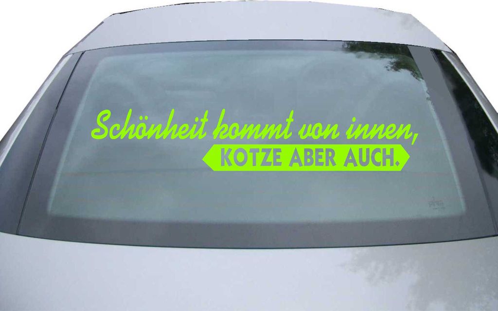 Indigos UG - Aufkleber Heckscheibe & Motorklappe DE2139 - neongrün - 600x114 mm - kommt von innen - Auto Scheiben Fenster Heckklappe Tuning Racing...