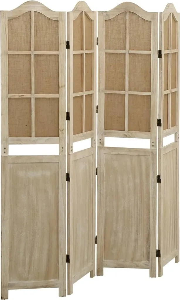 Cloison de séparation marron en tissu 140x165 cm pliable et modulable