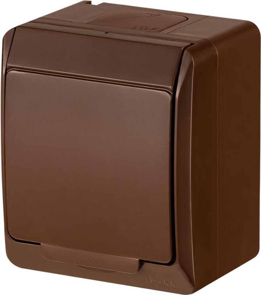 Presa singola Schuko da esterno IP44 colore marrone Immagine del prodotto 