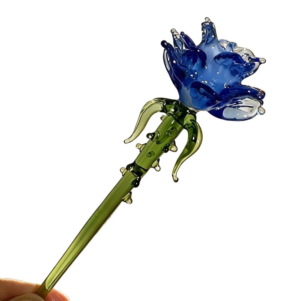 Mini-Glasblumenfigur, handgefertigt, transparenter Blumenstrauß aus Kunstkristall, Sammlerstück, mundgeblasen, Tischdekoration für Muttertag, Ge...