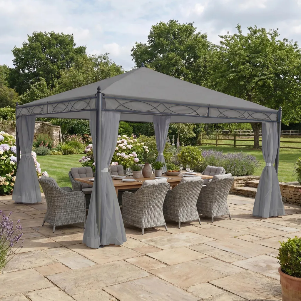 Pareti Laterali Ricambio Gazebo 4x4m Cadiz Grigio | Poliestere Premium