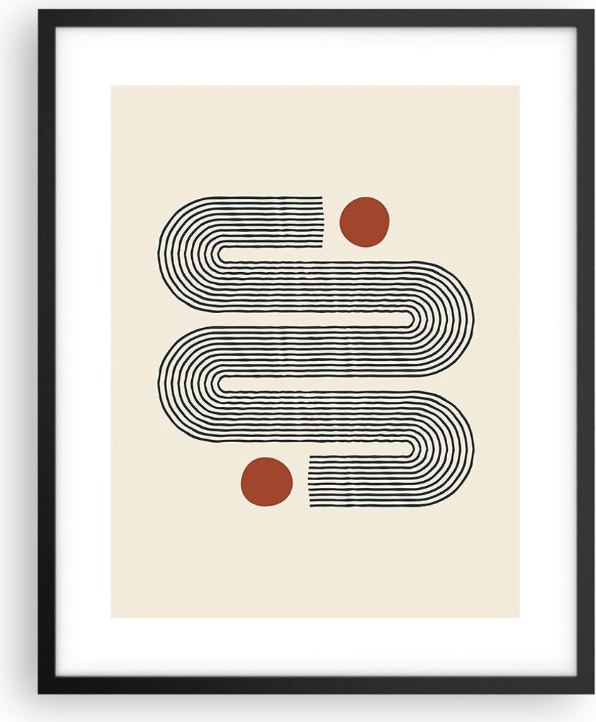 Gerahmtes Poster - Schwarzer Rahmen - Minimalistisch Modern Abstraktion - 40x50 cm - Wand Bild - Wanddeko - Wandbilder - Kunstposter - Wandposter -...