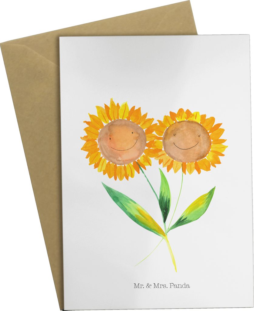 Mr. & Mrs. Panda Grußkarte Blume Sonnenblume - Weiß - Produktbild 