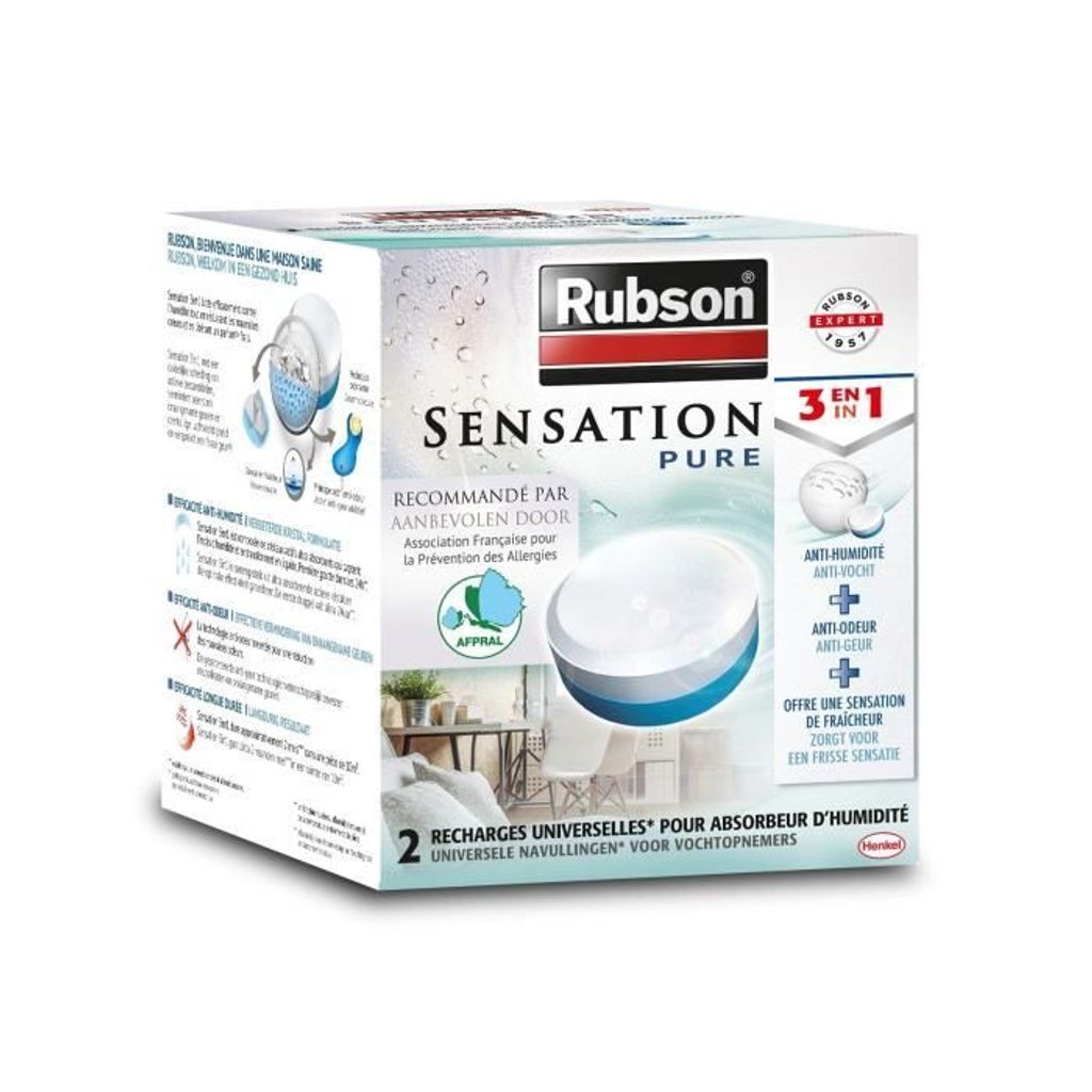 2 nachfüllpackungen für 3-in-1-neutral-feuchtigkeitsabsorber Rubson 2091194
