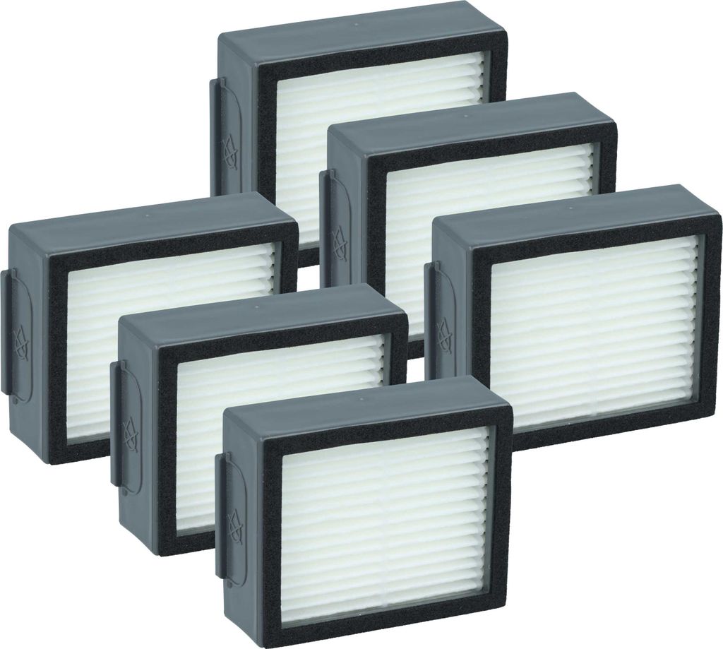 vhbw 6x Staubsaugerfilter kompatibel mit iRobot Roomba i7 Plus, i7, i7+, E6, E5, E7 Staubsauger - HEPA-Filter Grau Weiß