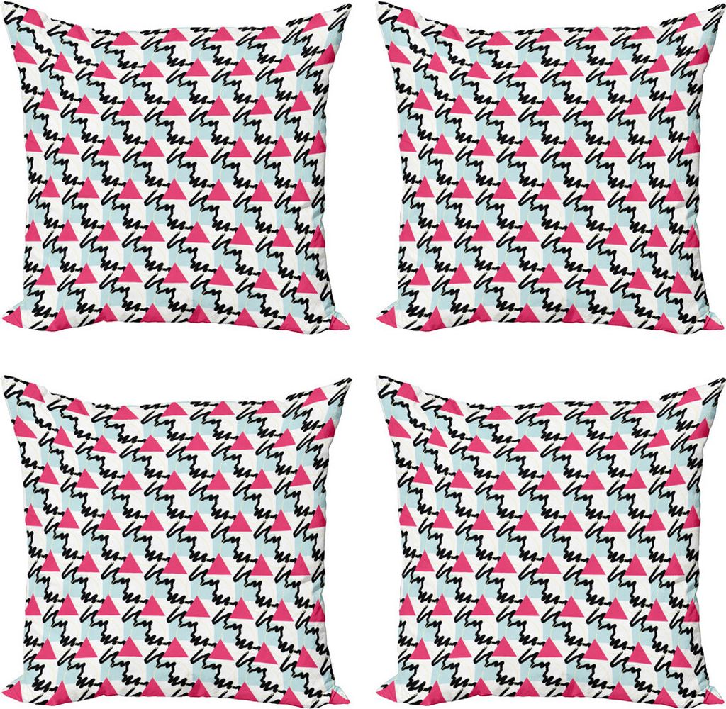ABAKUHAUS Geometrisch Kissenbezug Set (4 Stück), Formen Scribble-Linien, Moderner Doppelseitiger Digitaldruck, 40 cm x 40 cm, Mehrfarbig