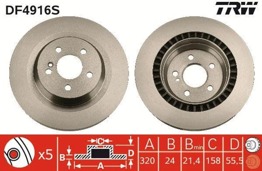 Disque de frein pour entretien Mercedes Classe S et SL TRW DF4916S