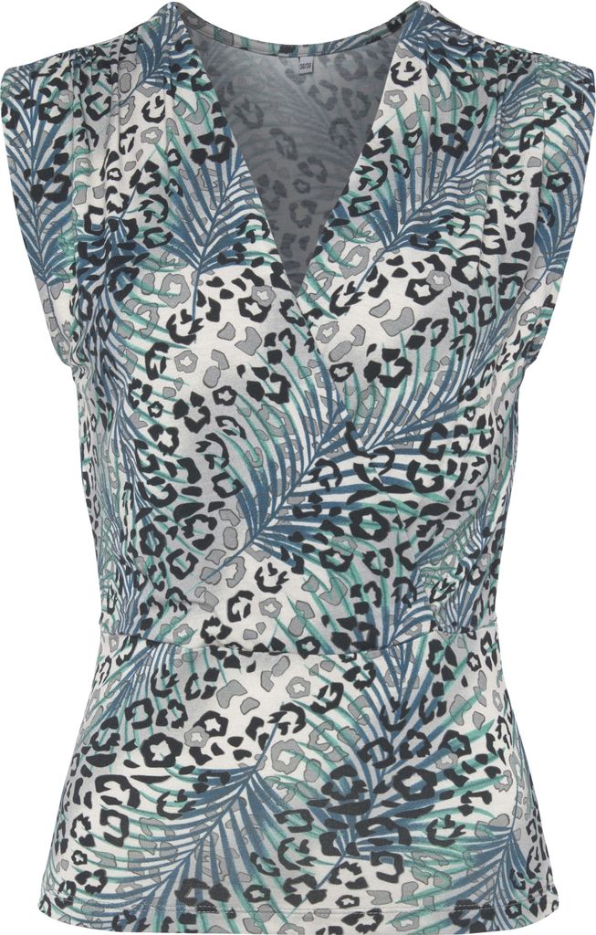 LASCANA Shirttop grau-petrol bedruckt Größe 32/34