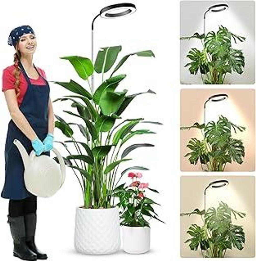 wolezek Pflanzenlampe LED Vollspektrum, 80 LEDs 6500K Grow Light, 160cm Großes Grow Lampe, 3 Farben Pflanzenlicht mit 360° Schwanenhals, 6/12/16H...