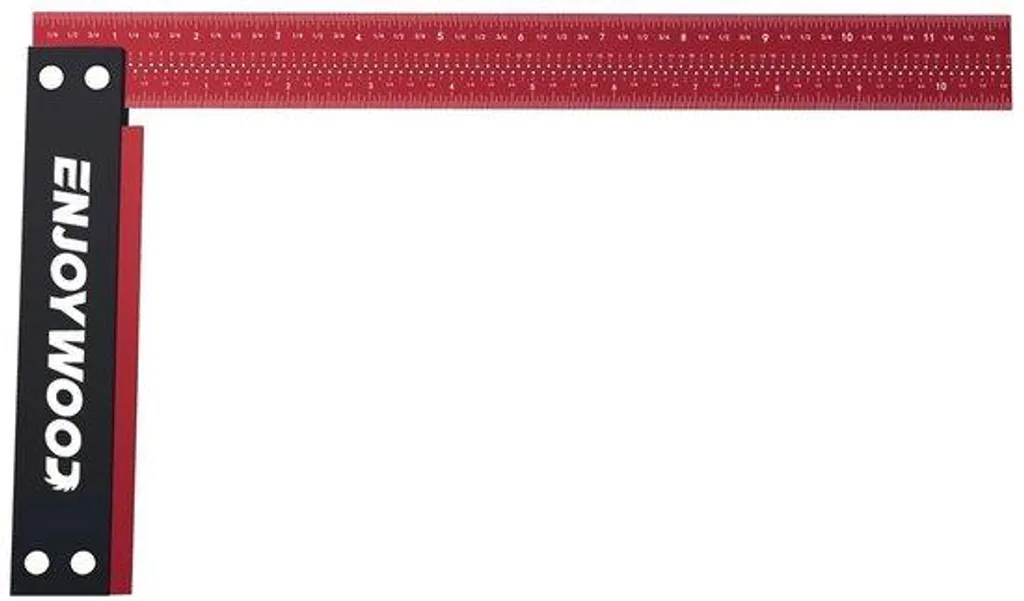Équerre alu 300 mm rouge robuste avec graduation laser pour bricolage