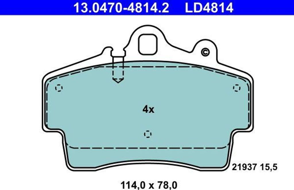 ATE 13.0470-4814.2 Bremsbelagsatz, Scheibenbremse OE 98635193911 kompatibel mit Boxster, Cayman