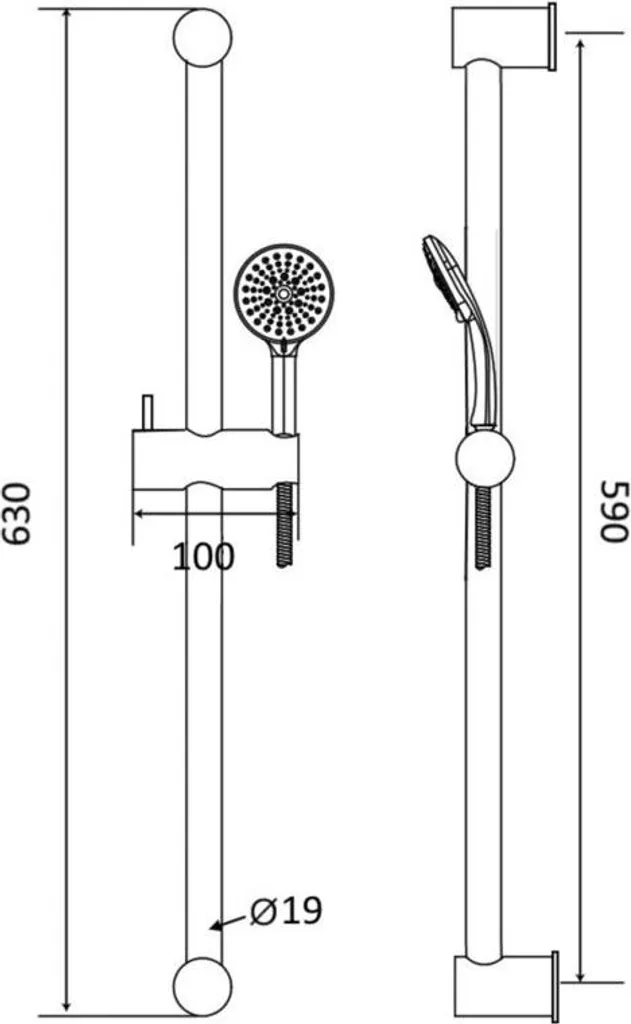 Set Saliscendi Doccia AqvaBasic III 3 Funzioni - Kit Completo 60cm