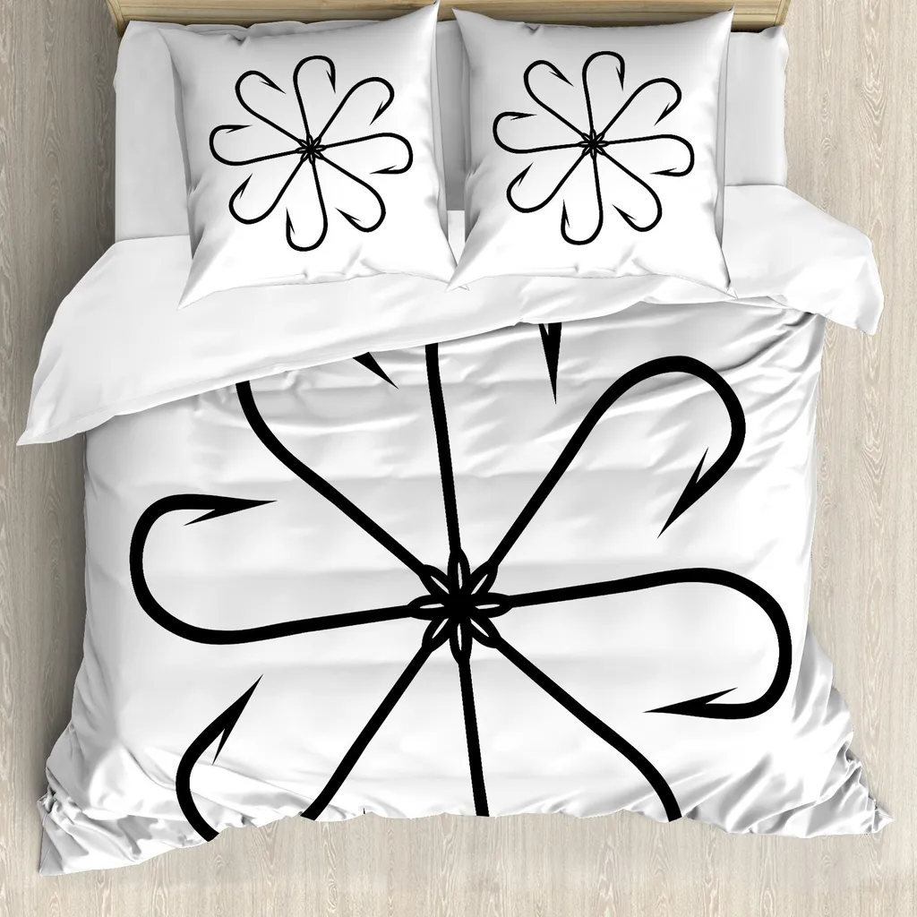 Copripiumino ABAKUHAUS Fishing 155x220 | Ipoallergenico Bianco Nero