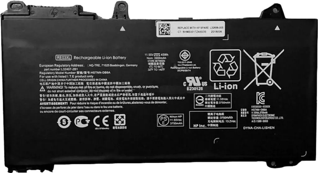 Batterie Ordinateur Portable HP RE03XL 45Wh - Li-ion Haute Capacité