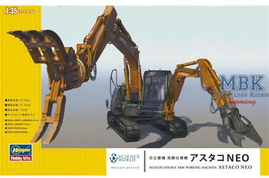 Pelle Hitachi double bras Astaco Hasegawa 54004 avec bras articulés