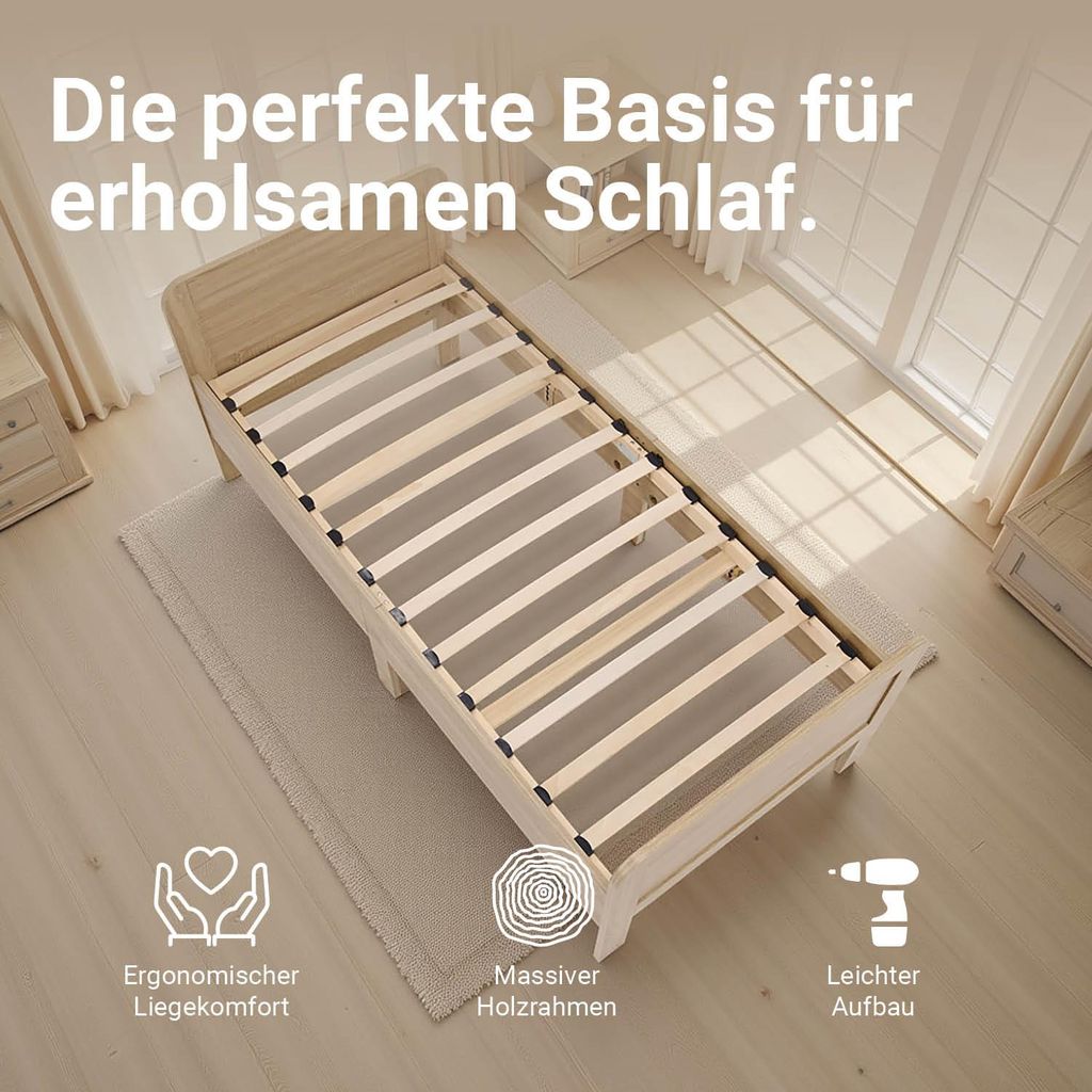 Homestyle4u Lattenrost 90x200 cm Lattenrahmen 13 Latten Produktbild 