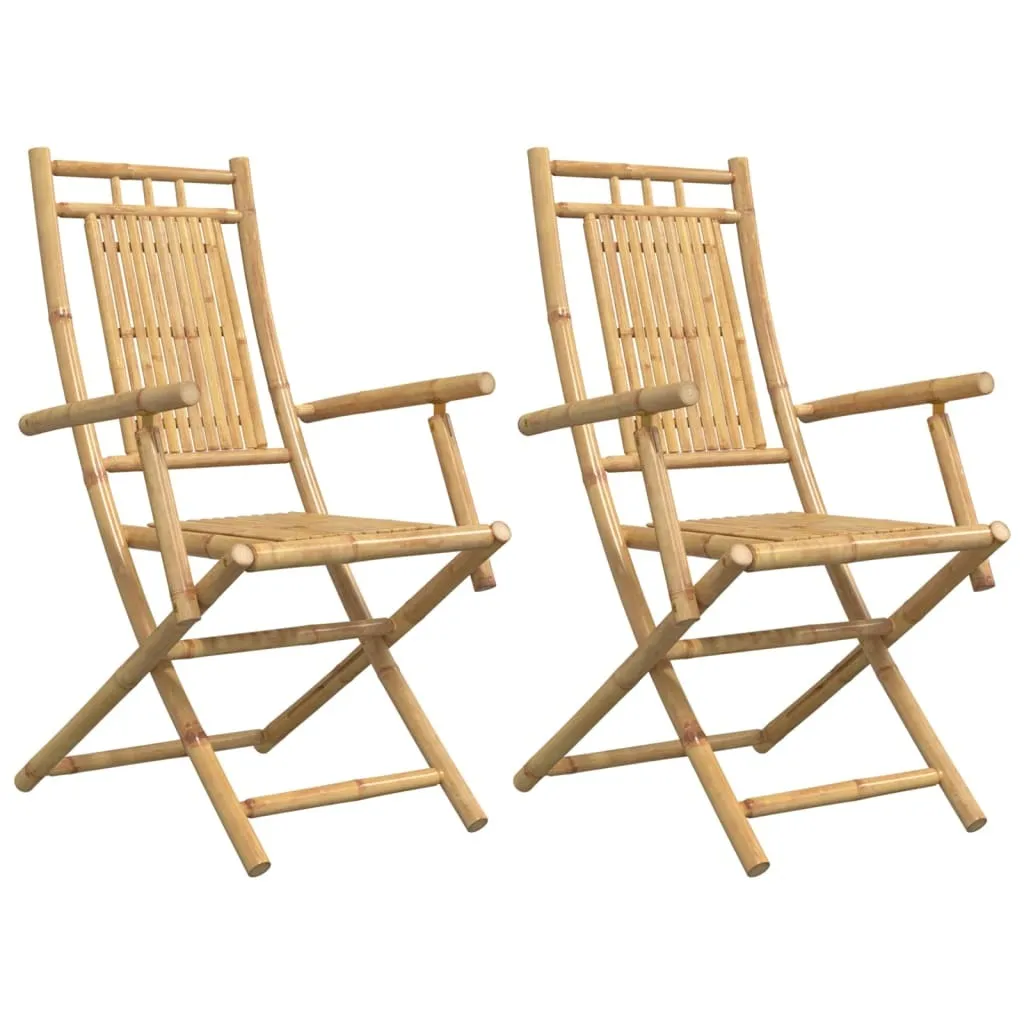 Chaises de jardin pliantes en bambou 53x66x99 cm - Lot de 2 fauteuils
