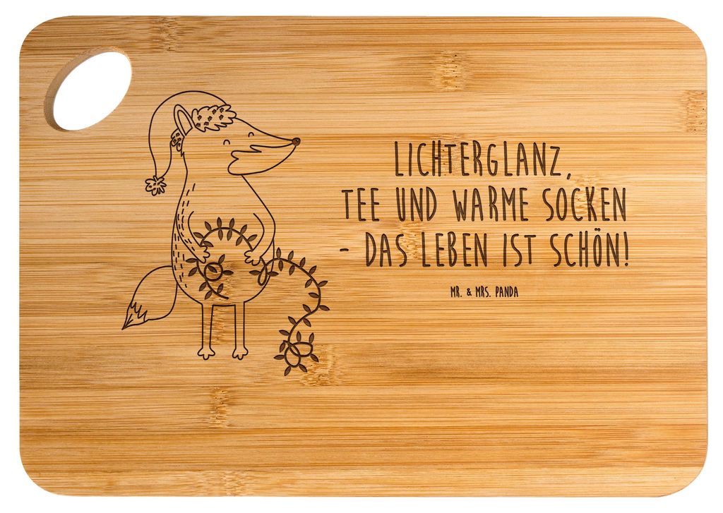 Mr. & Mrs. Panda Holzbrett Fuchs Weihnachten - Transparent - Geschenk, Füchse, Weihnachtsmann, Nikolaus, Schneidebrett, Brett, Winter, Frühstück...