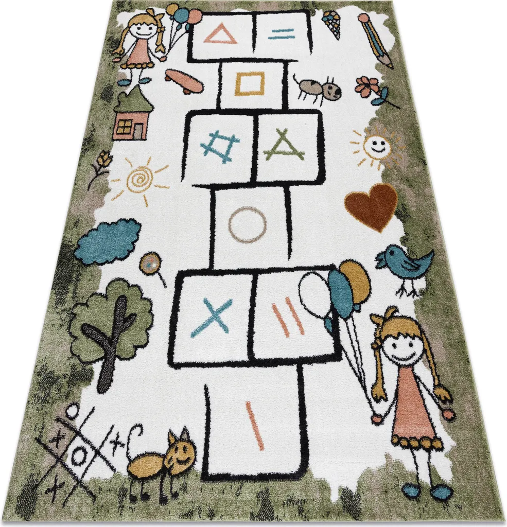 Tapis FUN Hop enfant animaux vert 80x150 cm facile à nettoyer et sain