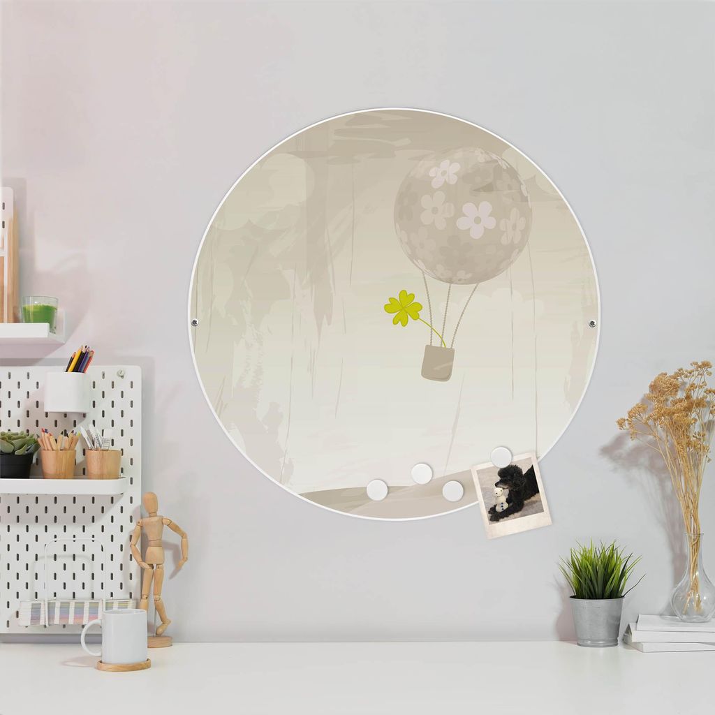 Design Stahlmagnettafel Weiß Rund 47cm Flüchtiges Glück