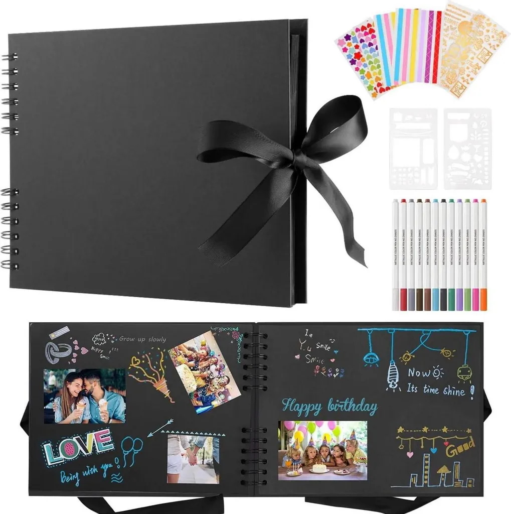 Album Ricordi Bambini Fai Da Te - 80 Pagine Nere Scrapbooking