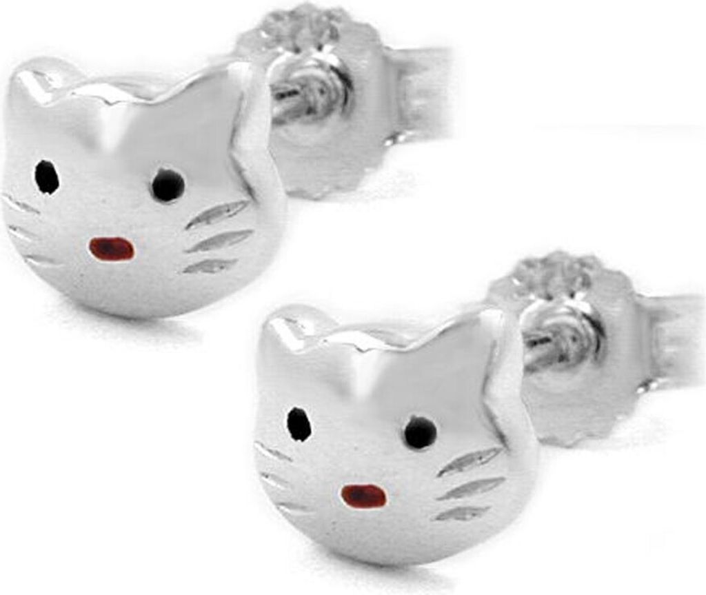 Stecker Ohrstecker Ohrschmuck Katzen Katzenkopf 925 Sterlingsilber Kinder