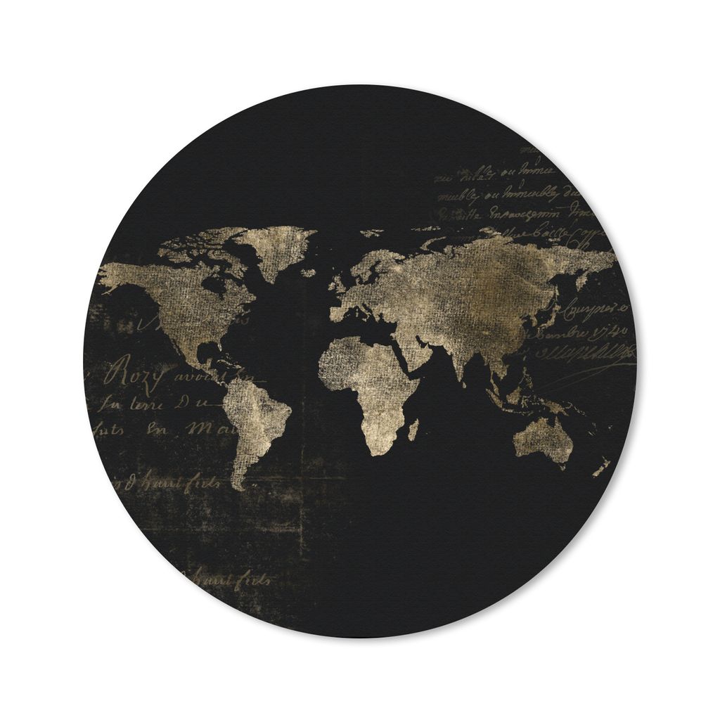 MuchoWow Mauspad Mousepad Weltkarte - Gold - Briefe 40x40 cm - Mousepads - Maus Mat - Pad - Mausunterlage - Schreibtisch Accessoires