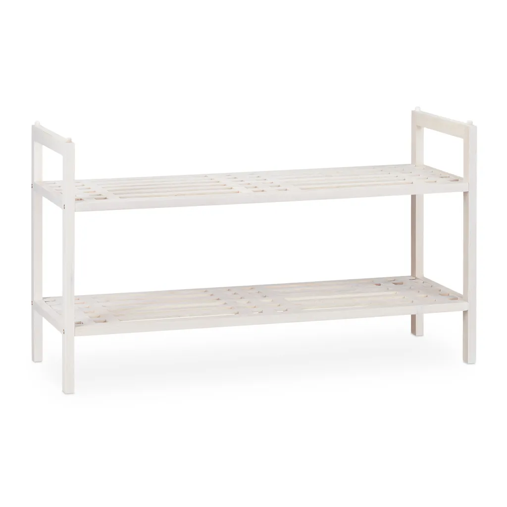 Relaxdays Étagère à chaussures empilable blanche - Rangement modulable - 10