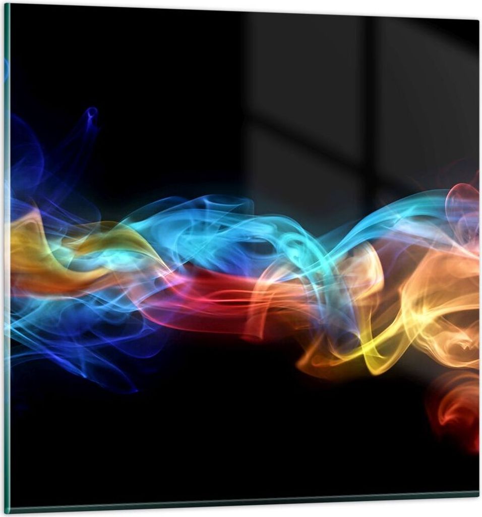 Bilder auf glas - Abstrakt luft bunt figur - 60x60cm - Glasbilder - Wandbilder - Kunstdruck - zum Aufhängen bereit - Wanddekoration aus Glas - Gla...