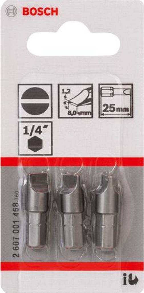 Schrauberbit Extra-Hart S 1,2 x 8,0, 25 mm, 3er-Pack Produktbild 