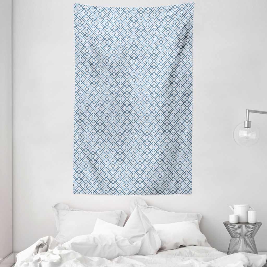 ABAKUHAUS japanisch Wandteppich und Tagesdecke, Retro blaue Blüten aus Weiches Mikrofaser Stoff Waschbar ohne Verblassen Digitaldruck, 140 x 230 c...