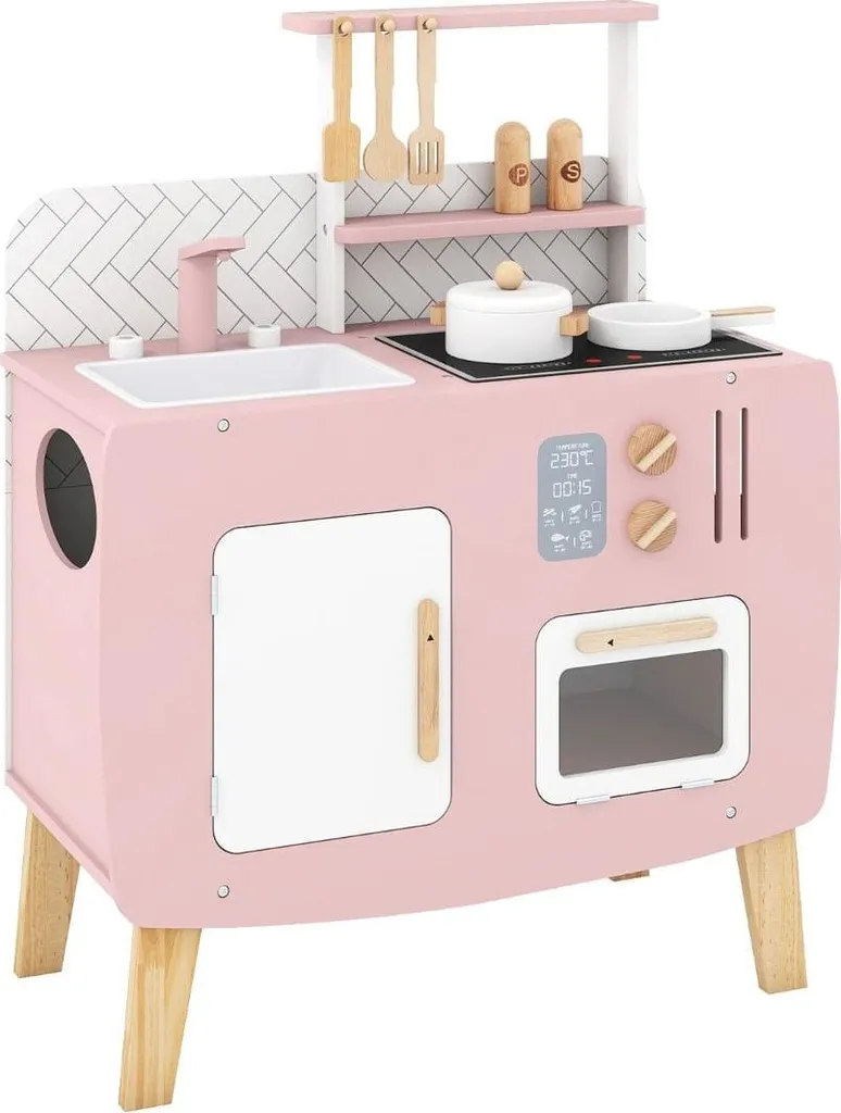 Cuisine en bois pour enfant avec cuisinière et évier - Jeu d'imitation