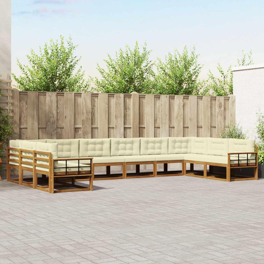 Outdoor-Sofagarnitur mit Kissen (10 pcs)- CLORIS - Natur und Creme - Gartensofas C407