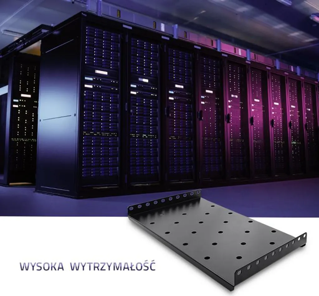 Qoltec Étagère RACK 490x250mm Perforée en Acier Noir pour Baie