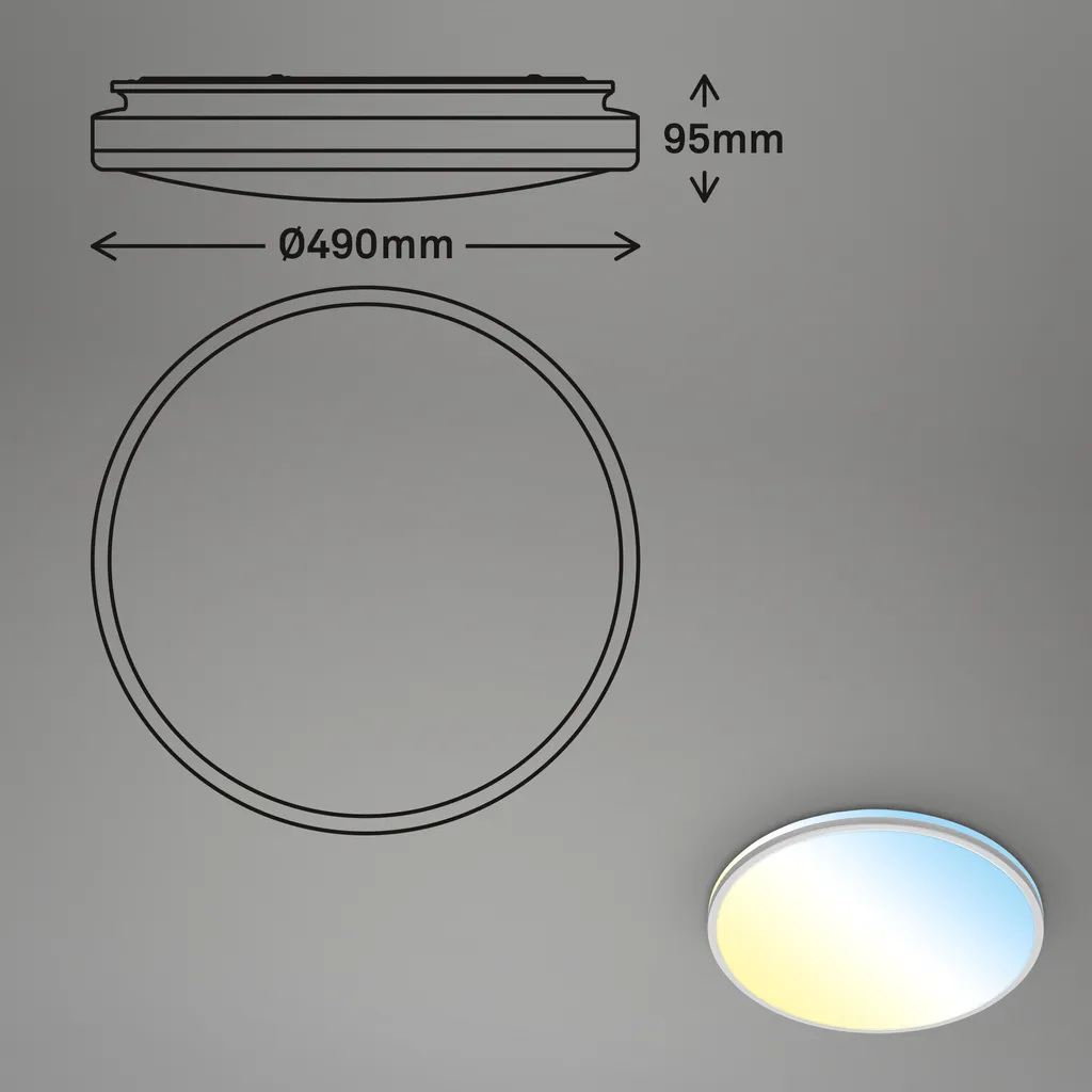 Plafonnier LED Briloner Pulup Ø49cm CCT avec Télécommande Chrome Mat - 8