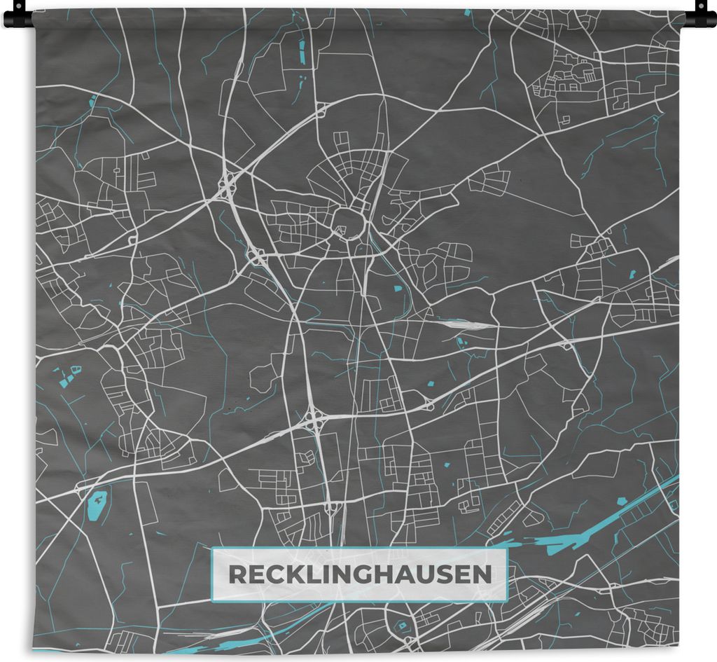 MuchoWow Wandteppich Wandbehang Blau - Deutschland - Karte - Stadtplan - Recklinghausen 60x60 cm Tapisserie Dekoration Wandtuch - Dekorationen - ...