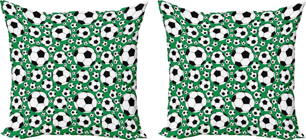 ABAKUHAUS Fußball Kissenbezug Set (2Stück), Verschiedene Größen Fußbälle Muster aktiver Lebensstil beliebter Sport aus Europa, 50 x 50 cm, Gr...