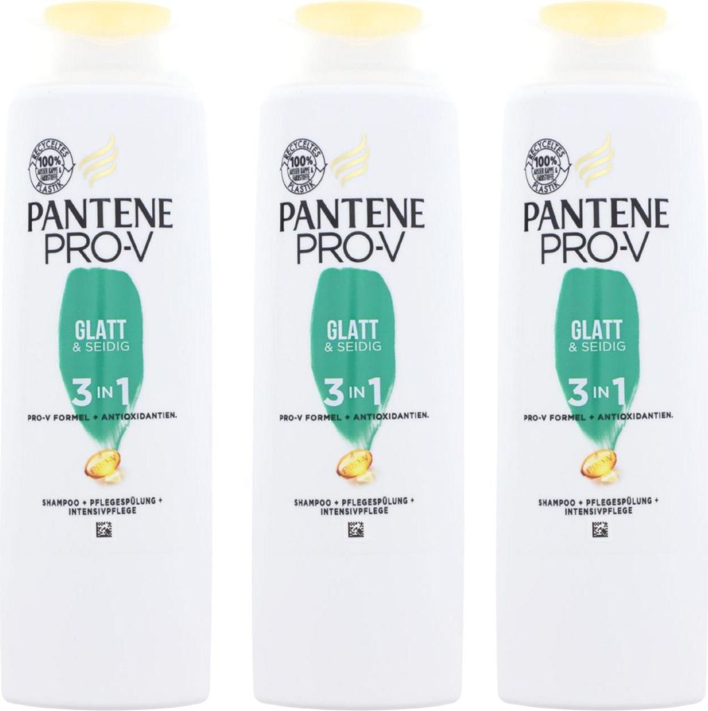 3 x Pantene Pro-V Glatt&Seidig 3in1 je 250ml Shampoo &  Produktbild 