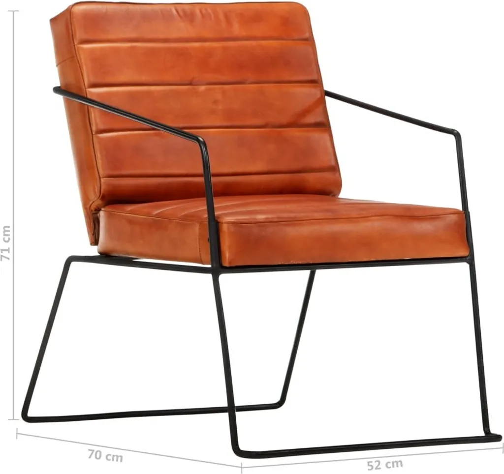 Fauteuil marron clair cuir véritable - Siège salon luxe modèle Orion - 9