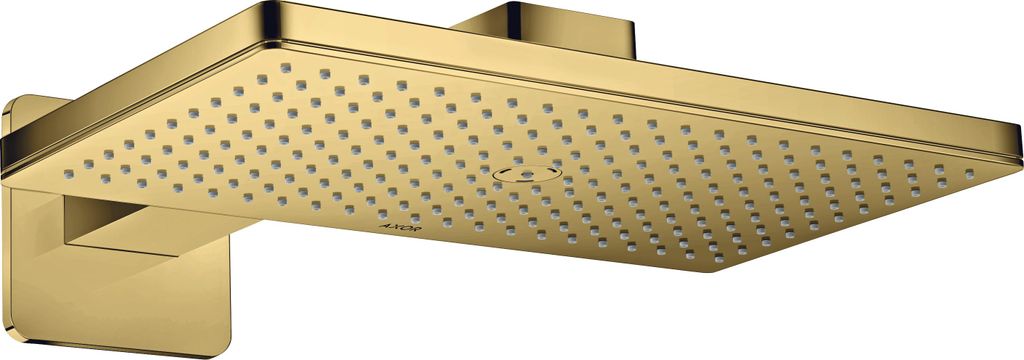 AXOR ShowerSolutions Kopfbrause 460/300 1jet mit Brausearm und softsquare Rosette Polished Gold Optic, 35274990