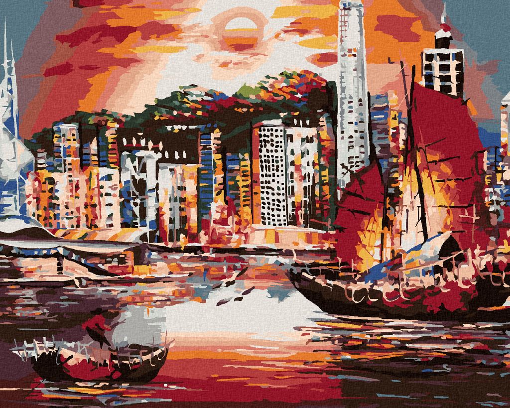Zuty - Malen nach Zahlen - HONGKONG, 40x50 cm, ohne Keilrahmen