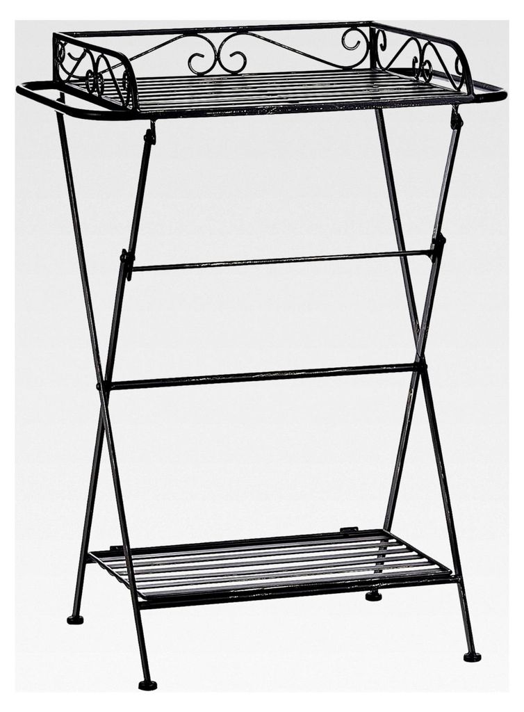 Beistelltisch im Retro-Stil mit 2 Ablagen aus schwarzem Metall