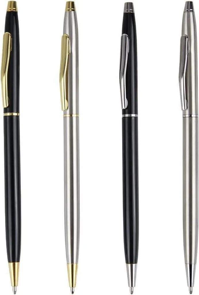 Stylos à bille métalliques haute qualité encre noire design ergonomique