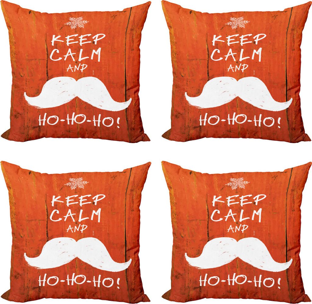 ABAKUHAUS Weihnachten Kissenbezug Set (4 Stück), Halten Sie Ruhe Humor Worte, Moderner Doppelseitiger Digitaldruck, 40 cm x 40 cm, Vermilion Weiß