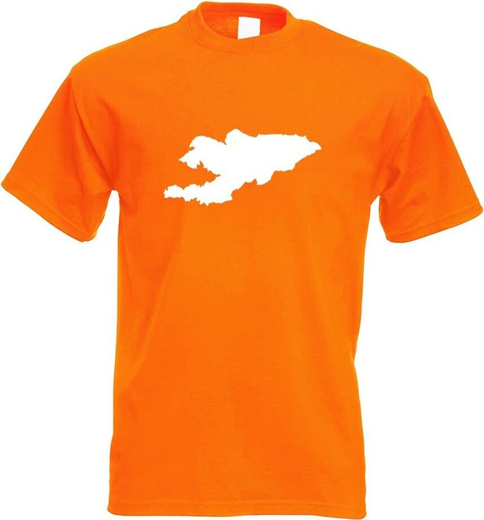 Kiwistar - T-Shirt - orange - Kirgisistan Umriss Kontur Herren Funshirt Bedruckt Design Sprüche Spruch Motive - mit Motiv Bedruckt - Funshirt Desi...