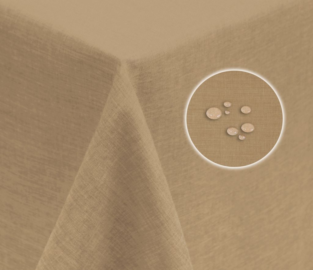 Tischdecke 135x180 cm braun hell Leinenoptik wasserabweisend beschichtet Mitteldecke