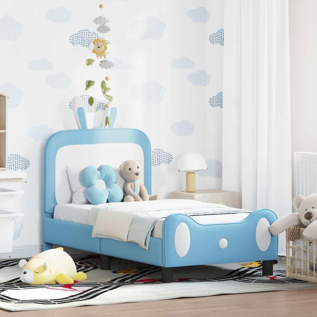 Maison Exclusive - Kinderbettgestell mit Kopfteil mit Kopfteil Blau 70 x 140 cm PU
